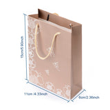 10 pc Rectangle Flower and Butterfly Pattern Cardboard Paper Bags, Gift Bags, Shopping Bags, with Nylon Cord Handles, BurlyWood, 15x11x6cm