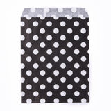 100 pc Kraft Paper Bags, No Handles, Food Storage Bags, Polka Dot Pattern, Black, 18x13cm