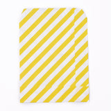100 pc Kraft Paper Bags, No Handles, Food Storage Bags, Stripe Pattern, Yellow, 18x13cm