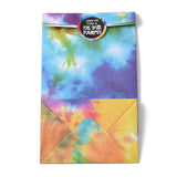 1 Bag Elite Rectangle with Tie-Dye Pattern Kraft Paper Bag, No Handle with Sticker, for Party Recycled Gift Packaging Bag, Colorful, 20x12x8cm and 13.5x13.5cm, 14pcs/set, 2sets/bag