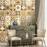 Craspire PVC Tile Stickers Set, Square Picture Frame with Flower Pattern, Mixed Color, 10.1x10.1x0.05cm, 10pcs/set, 2set/pack