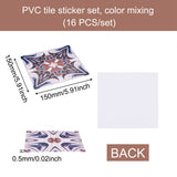 Craspire Square PVC Self-Adhesive Flower Pattern Paper, Wall Stickers, for Shelf Liner Dresser Drawer Locker Kitchen, Colorful, 15x15x0.05cm, 16pcs/set