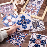 Craspire Square PVC Self-Adhesive Flower Pattern Paper, Wall Stickers, for Shelf Liner Dresser Drawer Locker Kitchen, Colorful, 15x15x0.05cm, 16pcs/set