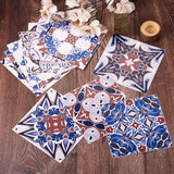 Craspire Square PVC Self-Adhesive Flower Pattern Paper, Wall Stickers, for Shelf Liner Dresser Drawer Locker Kitchen, Colorful, 15x15x0.05cm, 16pcs/set