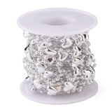 2 Roll Christmas Tree Heart & Ball Beaded Garland, Plastic Imitation Pearl Beaded Trim, for Decorating Wedding Party Supplies, with Spool, Silver, Heart: 9x9x5mm, Round: 3mm, about 10m/roll