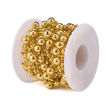 Christmas Tree Round Beaded Garland, Plastic Imitation Pearl Beaded Trim, for Decorating Wedding Party Supplies, with Spool, Gold, 3mm and 8mm, about 10m/roll.