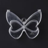 10 pcs 6 Grids Transparent Plastic Box, Butterfly Shaped Bead Containers for Small Jewelry and Beads, Clear, 10.95x9.25x2.9cm, Hole: 9mm, Inner Diameter: 39~49x33~52x25mm