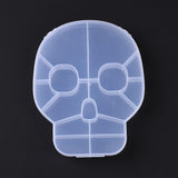 10 pcs 15 Grids Transparent Plastic Box, Halloween Skull Shaped Bead Containers for Small Jewelry and Beads, WhiteSmoke, 17.95x14.4x2.5cm, Inner Diameter: 26~75x18~62.5x22mm