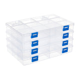 4 pcs 4 PACK 12 Grids Plastic Storage Box Jewellery Box Compartment Organizer Earring Storage Containers Clear Plastic Bead Case(22.5x15.3x3cm)