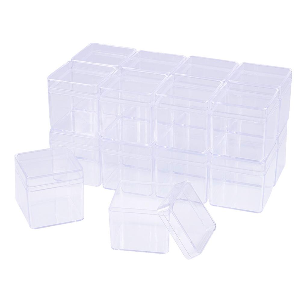 CRASPIRE 1 Box 18 Pack Square High Transparency Plastic Bead Storage  Containers Box Case for beauty supplies,Tiny Bead,Jewerlry Findings, and  Other Small Items - 4cm x 4cm x 4cm(1.57x1.57x1.57 Inches)