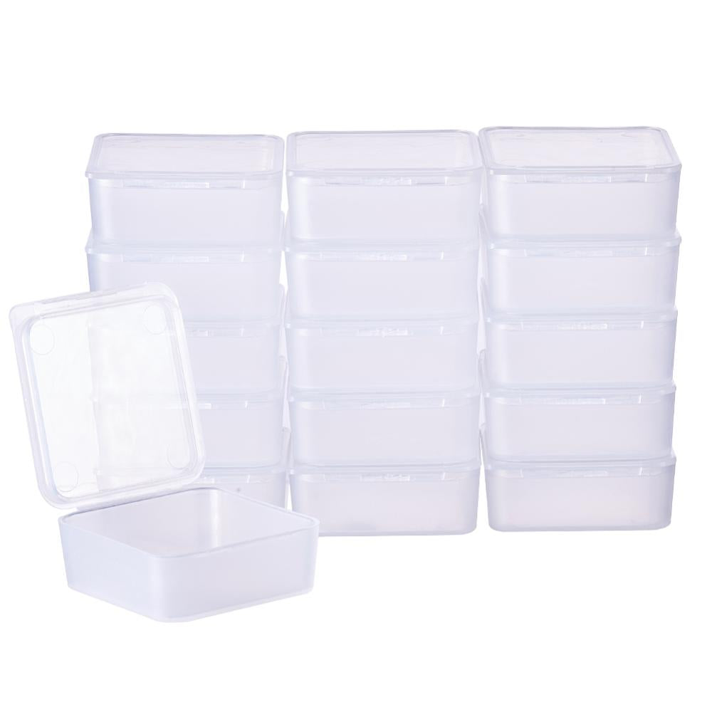 CRASPIRE 1 Box 24 PACK Square Frosted Clear Plastic Bead Storage