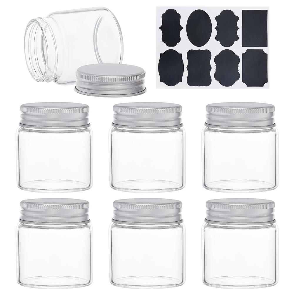 Round Plastic Jars with Transparent Screw Top Lid, 2Pcs - Clear