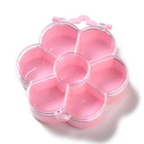 10 pcs Plastic Bead Containers, Candy Treat Gift Box, for Wedding Party Packing Box, Flower, Pink, 12.1x11.1x3cm, Hole: 17x23.5mm