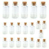 1 Bag 20Pcs 4 Styles Glass Jar Bead Containers, Corked Wishing Bottles, Clear, 1.6~4x1.6~5cm, Capacity: 4~10ml(0.13~0.34 fl. oz), 5pcs/style