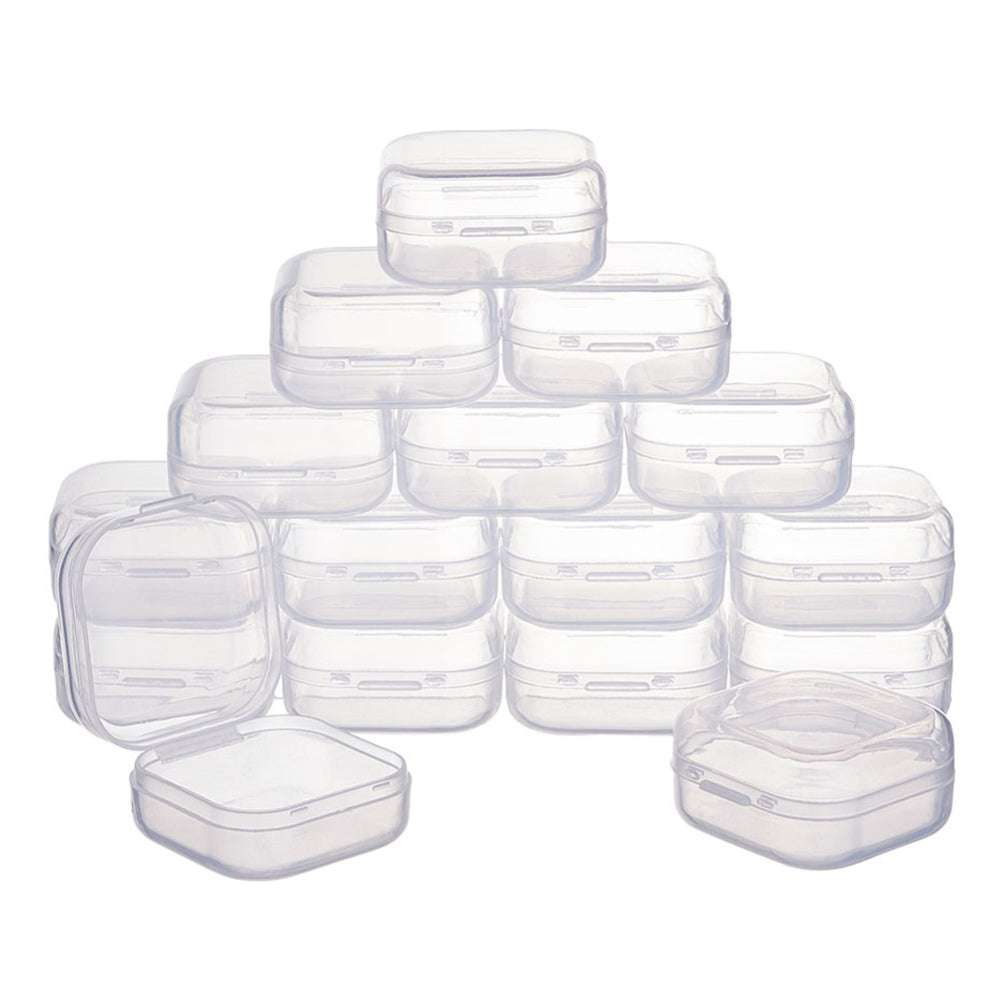 CRASPIRE 50 pcs Plastic Bead Containers, Cube, Clear, 3.5x3.5x1.8cm
