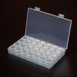 5 Set Plastic Bead Containers, Flip Top Bead Storage, Removable, 28 Compartments, Rectangle, Clear, 17.5x11x2.6cm, Compartments: about 2.4x2.5x2.3cm, 28 Compartments/box