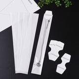 500 Set Rectangle Cellophane Bags, with Necklace Display Hanging Cards, White, 30x4cm, Unilateral Thickness: 0.031mm, Display hanging card: 95x37x0.3mm