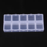 20 pcs Cuboid Plastic Bead Containers, Flip Top Bead Storage, 10 Compartments, White, 13.2x6.2x2.05cm