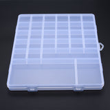 10 pcs Rectangle Polypropylene(PP) Bead Storage Container, with Hinged Lid and 29 Compartments, for Jewelry Small Accessories, Clear, 23x19x1.8cm