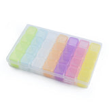 1 Box Rectangle Polypropylene(PP) Bead Storage Containers, with Hinged Lid and 28 Grids, Each Row Has 4 Grids, for Jewelry Small Accessories, Colorful, 17.5x11x2.5cm