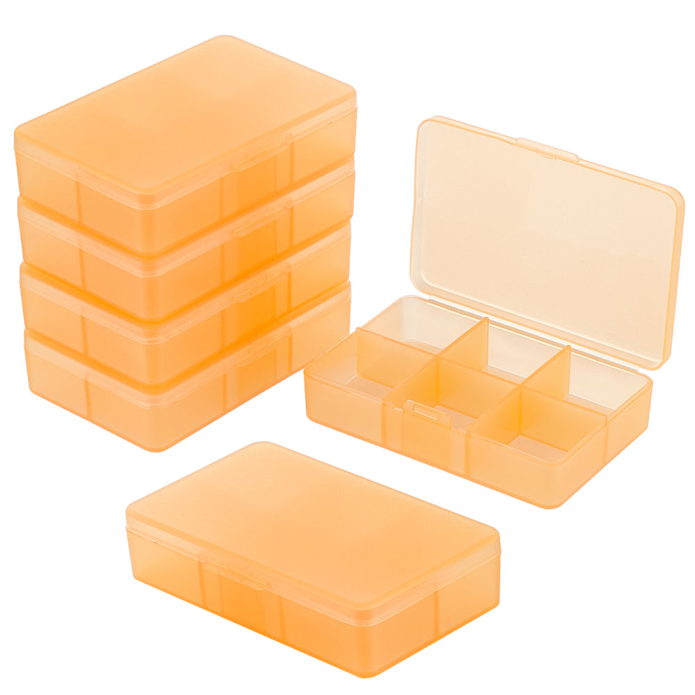CRASPIRE 12 pcs 12 Packs 6 Compartment Plastic Storage Box, Orange