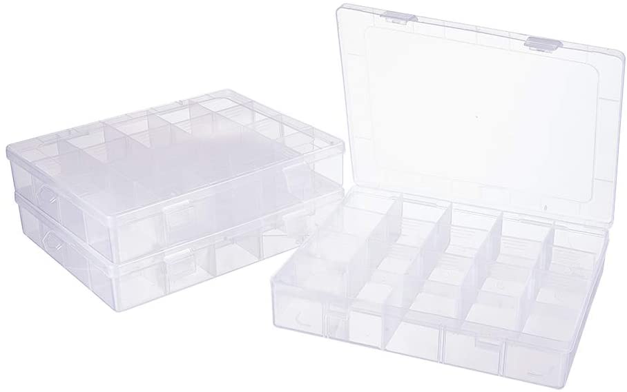CRASPIRE 1 Set 4 Pack 20 Grids Jewelry Box Organizer with Adjustable  Dividers Clear Plastic Bead Case Storage Container for Beads Earrings  Fishing Hook Jewelry Nail Art