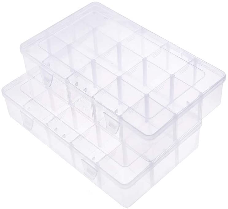 CRASPIRE 20 pcs Plastic Bead Storage Containers, 15 Compartments