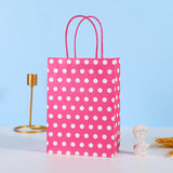 24 pc Polka Dot Pattern Rectangle Paper Bags, with Handles, for Gift Shopping Bags, Hot Pink, 11x21x27cm