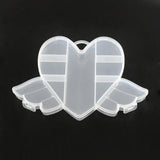 12 pcs Flying Heart Plastic Bead Storage Containers, 9 Compartments, Clear, 12x17.5x2cm