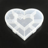 10 pcs Heart Plastic Bead Storage Containers, 9 Compartments, Clear, 13.5x15.5x2.7cm