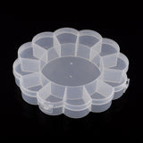 10 pcs Flower Plastic Bead Storage Containers, 13 Compartments, Clear, 15.5x15.5x2.5cm