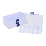 20 pcs Plastic Bead Storage Containers, Adjustable Dividers Box, Removable 15 Compartments, Rectangle, Clear, 17.5x10.2x2.2cm, Compartment Inner Size: 3.3x3cm
