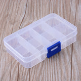 10 pcs 8 Compartments Polypropylene(PP) Bead Storage Containers, Rectangle, Clear, 10.8x7x2.3cm, Hole: 6mm