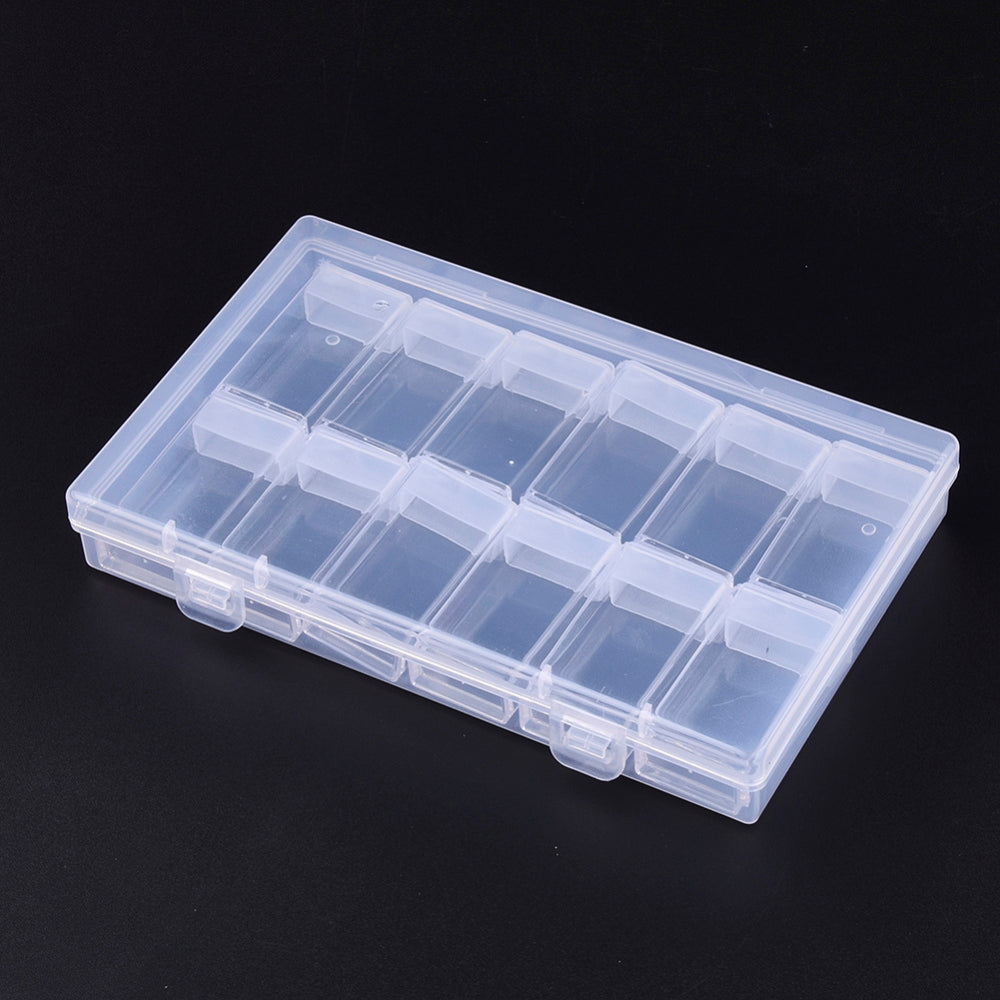 20 Set Plastic Bead Containers, Flip Top Bead Storage, For Seed Beads  Storage Box, with PP Plastic Packing Box, Rectangle, Clear, 12pcs