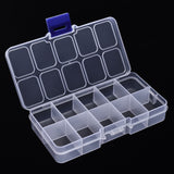 10 pcs Plastic Bead Storage Container, 10 Compartment Organizer Boxes, Rectangle, Clear, 13x6.5x2.3cm, Compartment: 2.9x2.3x2.1cm