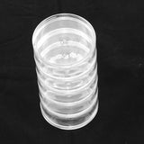 12 Set Plastic Bead Containers, Round, 5 Vials, Clear, 7x13.3cm, Capacity: 15ml(0.5 fl. oz), 5 vials/set