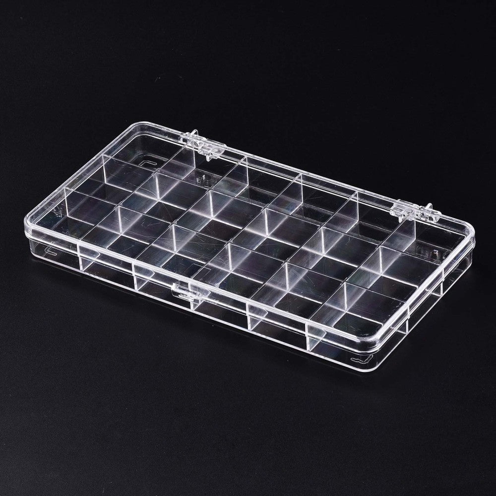 CRASPIRE 10 pcs Polystyrene Bead Storage Containers, 18 Compartments  Organizer Boxes, with Hinged Lid, Rectangle, Clear, 19.1x10.1x2cm,  compartment: 3.05x3.05cm