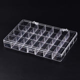 10 pcs Polystyrene Bead Storage Containers, 28 Compartments Organizer Boxes, with Hinged Lid, Rectangle, Clear, 19.9x13.5x2.5cm, compartment: 3.2x2.7cm