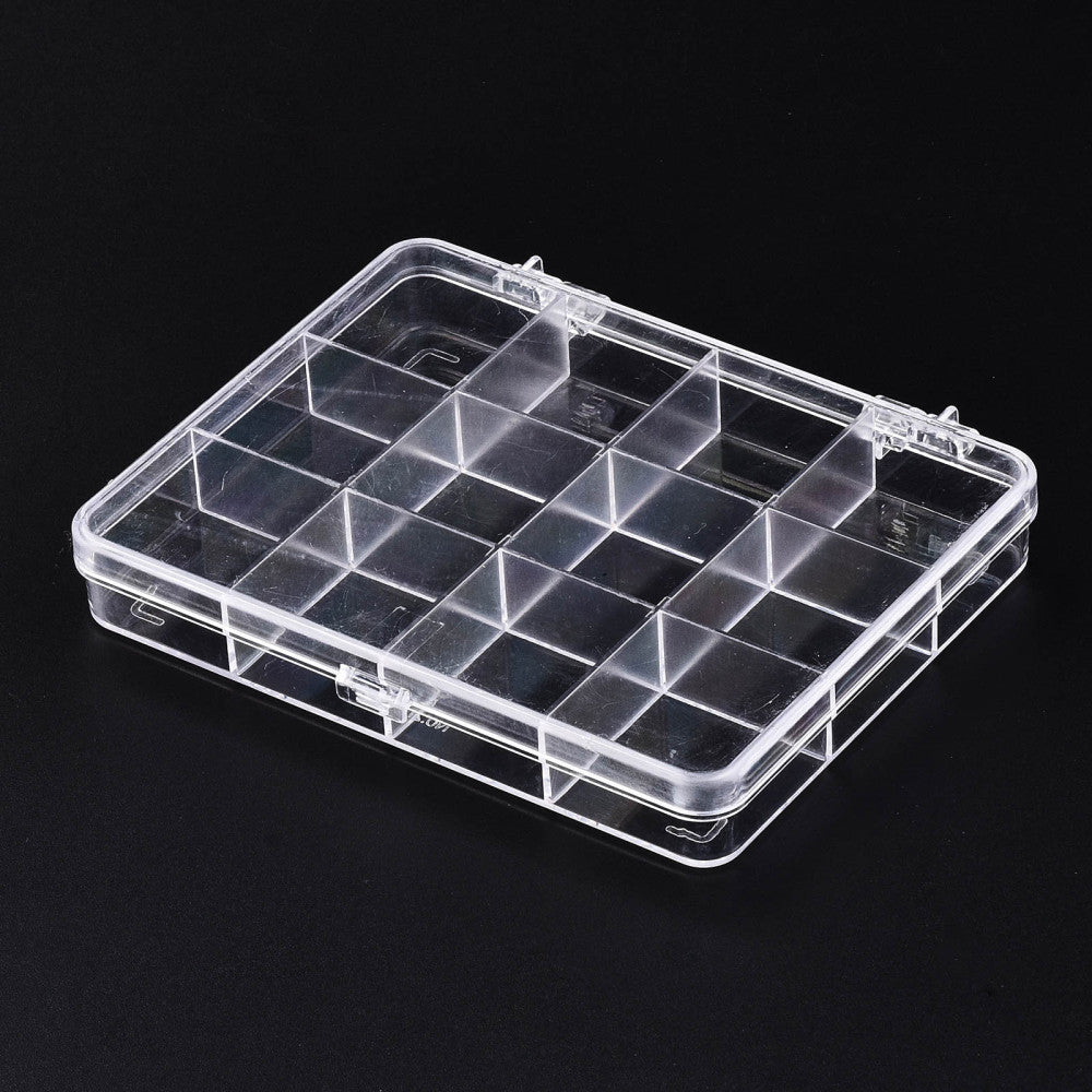 CRASPIRE 20 pcs Polystyrene Bead Storage Containers, 12 Compartments  Organizer Boxes, with Hinged Lid, Rectangle, Clear, 13x10.5x2cm,  compartment: 3x3cm