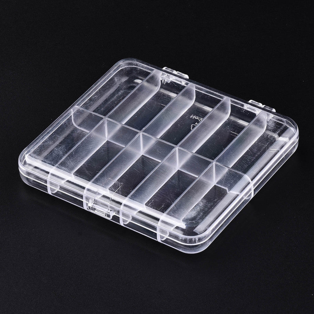 CRASPIRE 1 pcs Polystyrene Bead Storage Containers, 22 Compartments  Organizer Boxes, with Hinged Lid, Rectangle, Clear, 19.9x13.5x2.5cm,  compartment: 2.9~3.2x2.5~3.7cm