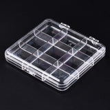 20 pcs Polystyrene Bead Storage Containers, 9 Compartments Organizer Boxes, with Hinged Lid, Rectangle, Clear, 10.8x9.8x1.75cm, compartment: 3.1x3.4cm
