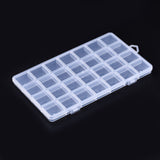 10 pcs Polypropylene(PP) Bead Storage Containers, 28 Compartments Organizer Boxes, with Hinged Lid, Rectangle, Clear, 22.5x13.3x1.4cm, Hole: 16.5x6.5mm, Compartment: 3x3cm