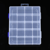 5 pcs Rectangle Polypropylene(PP) Bead Storage Containers, with Hinged Lid and 20 Grids, for Jewelry Small Accessories, Cuboid, Clear, 22.5x17.8x4.1cm, Hole: 8.5x32mm, compartment: 39.5x39.5mm