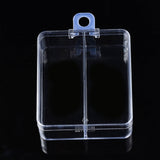 20 pcs Polystyrene Bead Storage Containers, with Cover and 2 Grids, for Jewelry Beads Small Accessories, Rectangle, Clear, 7.9x6.6x2.5cm, Hole: 8mm, compartment: 30.5x71mm