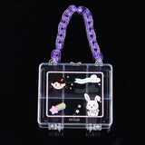 10 pcs Polystyrene Plastic Bead Containers, with Chain and 6 Grids, for Jewelry Beads Small Accessories, Bag Shapes, Clear, 10.2x10.5x3.15cm, Hole: 56.5x102.5mm, compartment: 32x41mm