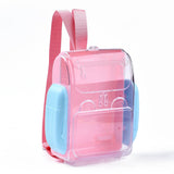 5 pcs Polystyrene Plastic Bead Containers, Candy Treat Gift Box, for Wedding Party Packing Box, Schoolbag, Pink, 18.9x11.1x6.9cm, compartment: 177x120mm