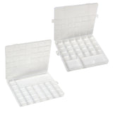1 Set 2Pcs 2 Style Transparent Plastic Bead Containers, with 28 & 26 Compartments, for DIY Art Craft, Bead Storage, Rectangle, White, 20x19~22.5x1.9~2.2cm, 1pcs/style