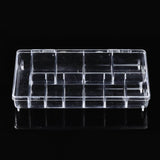 5 pcs Polystyrene Bead Storage Containers, with Cover and 11 Grids, for Jewelry Beads Small Accessories, Rectangle, Clear, 2.02x11.9x3.3cm