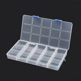 2 pcs 15 Grids Organizer Storage Plastic Boxes, Adjustable Dividers Boxes, Rectangle, Clear, 30x15.5x3cm, Inner Diameter: 5.4x4.5cm