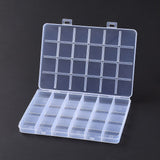 20 pcs Plastic Bead Containers, with 24 Compartments, Rectangle, Clear, 18.9x13.3x1.8cm, Inner Diameter: 3.15x3cm